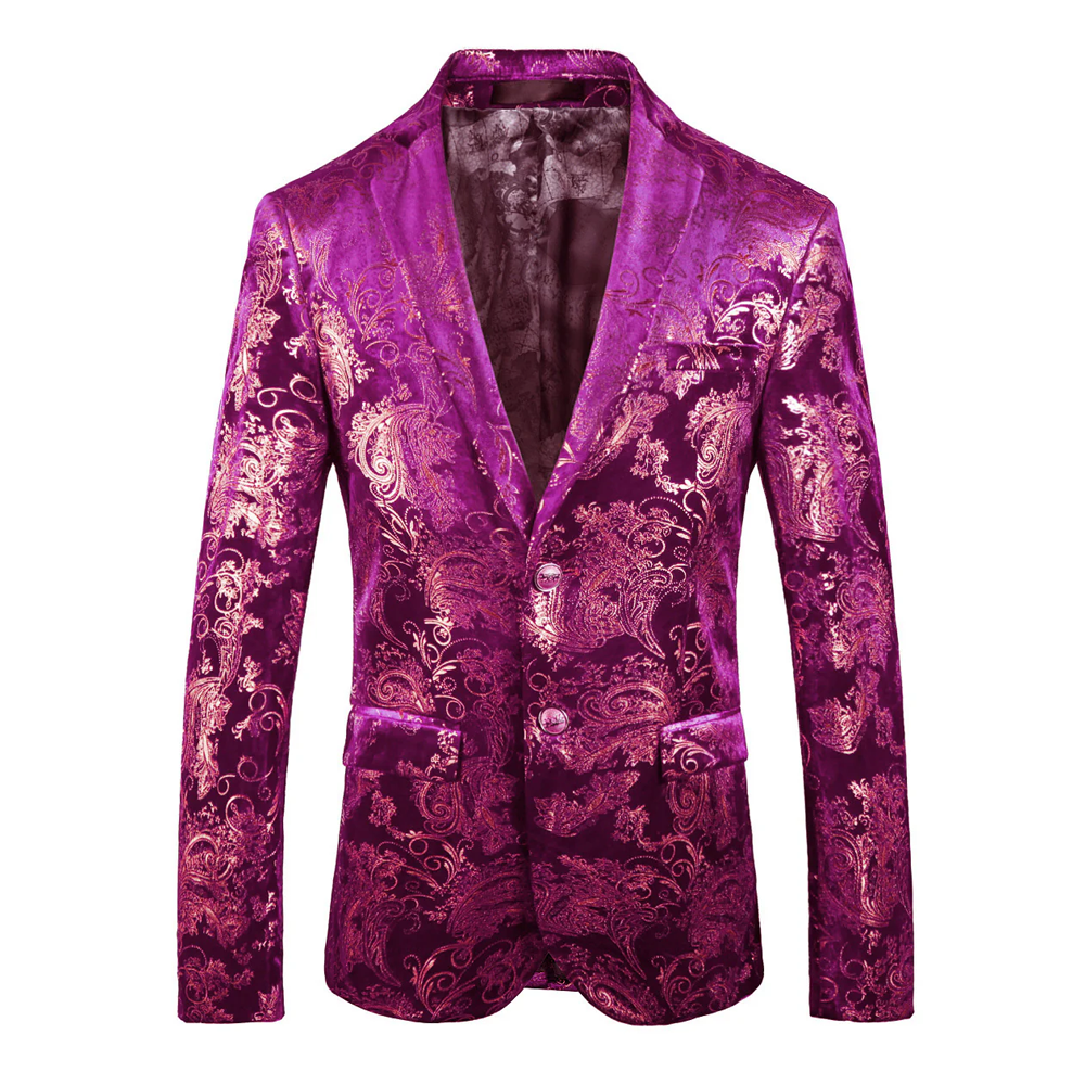 Élégance dans les motifs en relief Blazer S8061-2-Violet 