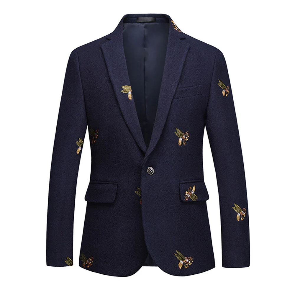 Blazer en velours brodé d'abeilles S8162 