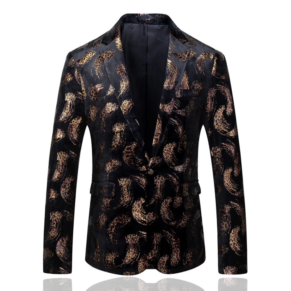 Artistic Leopard Print Velvet Blazer S8320