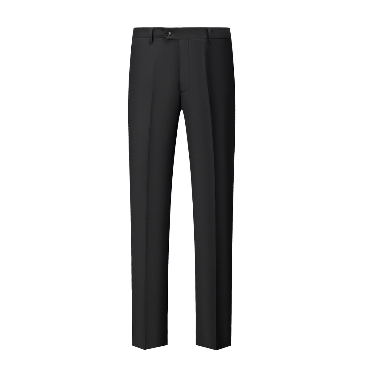 A collection of Suitmine men's mandarin collar suits in black, beige, dark green, and navy blue, featuring textured trim