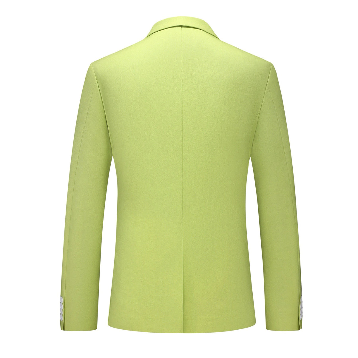 Men's lime green slim fit suit set with two-button blazer and matching trousers