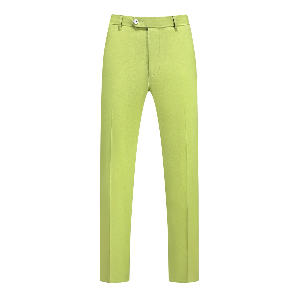 Men's lime green slim fit suit set with two-button blazer and matching trousers