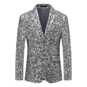 Solid Color Sequin Blazer S8164