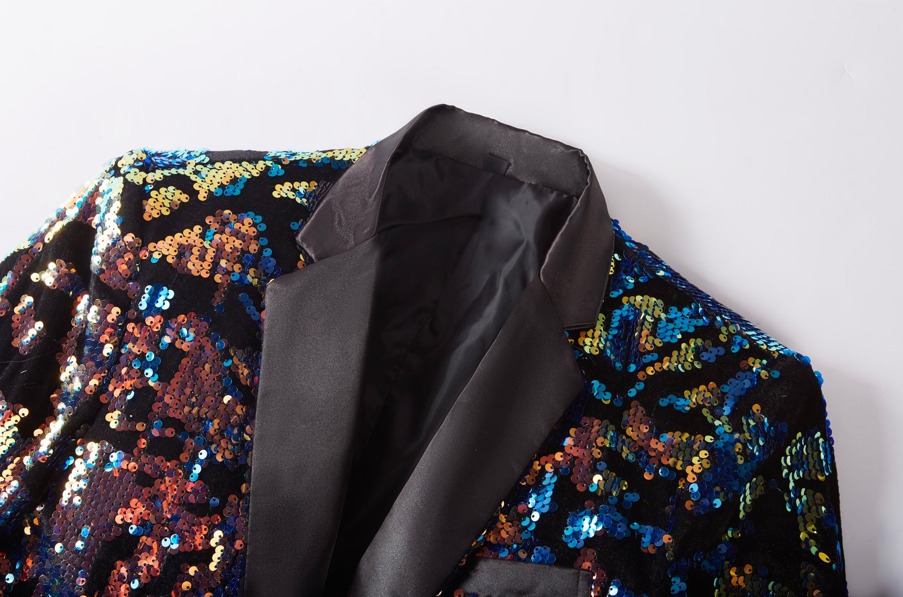 Abstract Multicolor Sequin Tuxedo M8046
