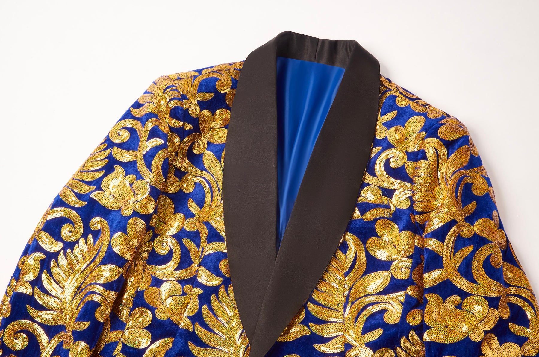 Floral Royal Blue & Gold Sequin Tuxedo M8054
