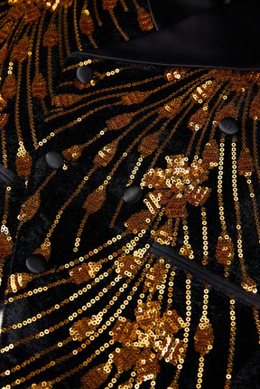 Floral Royal Gold Sequin Tuxedo-2 Piece M8057