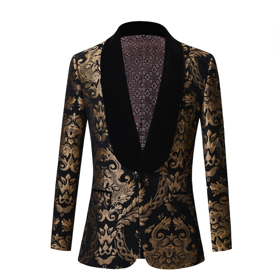 Black With Golden Floral Tuxedo M8076