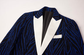 Abstract Print Blue & Black Tuxedo M8079